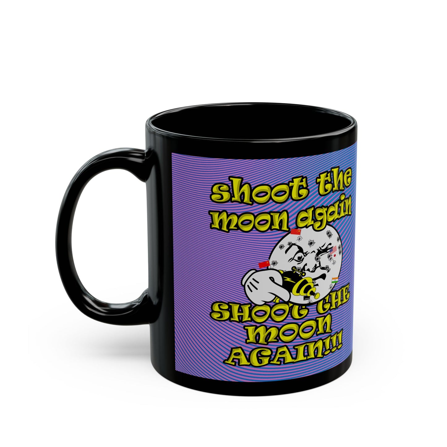 shoot the moon again - Black Mug (light blue-purple wave)