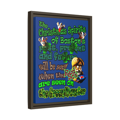 christmas spirits of boston - framed canvas art (dark blue)