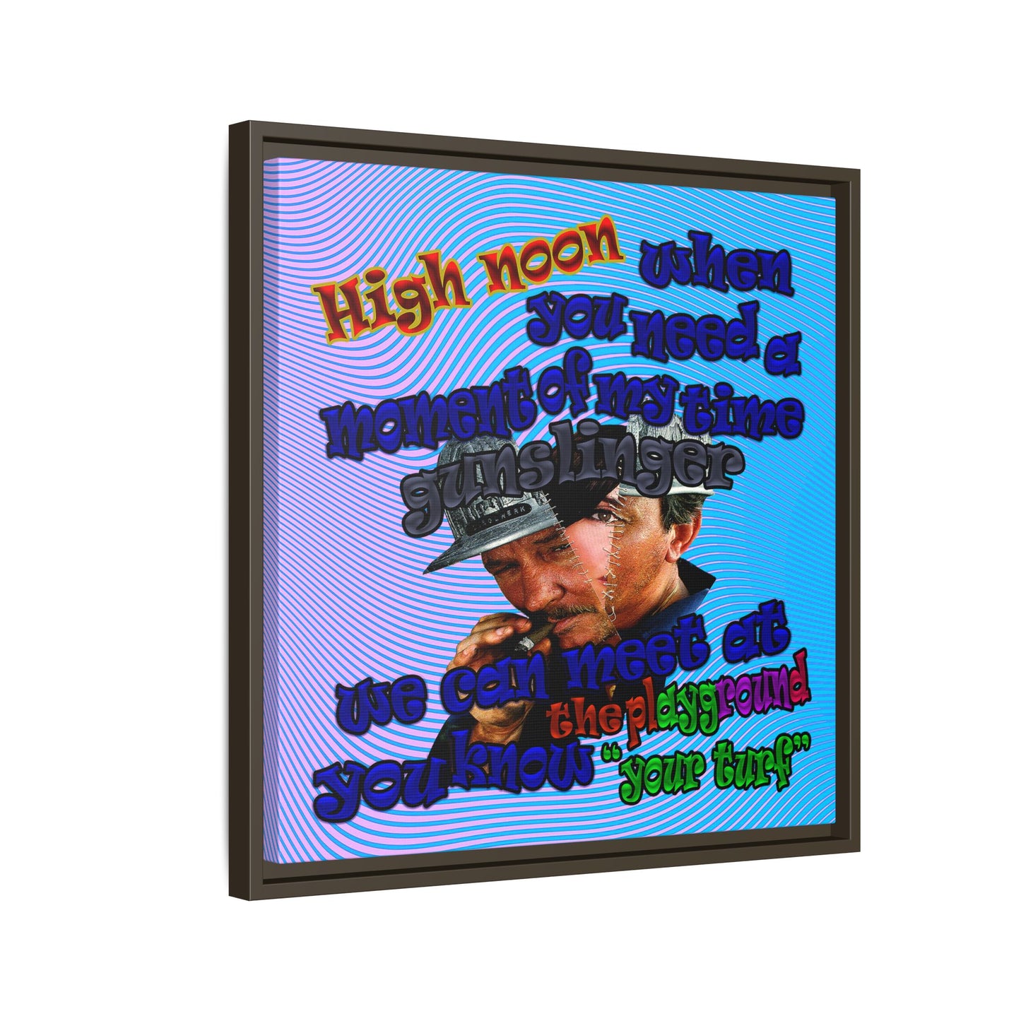 high noon - framed canvas art (light blue-purple wave)