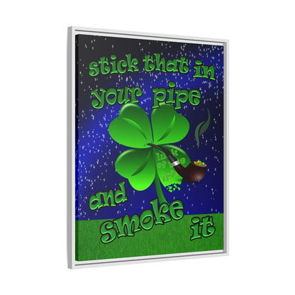 stick that in your pipe and smoke it - framed canvas art ('snoops' background)
