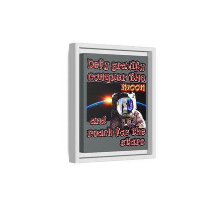 defy conquer reach - framed canvas art (dark grey)