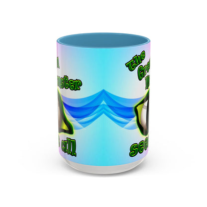 green monster - Accent Mug (light blue-pink wave)
