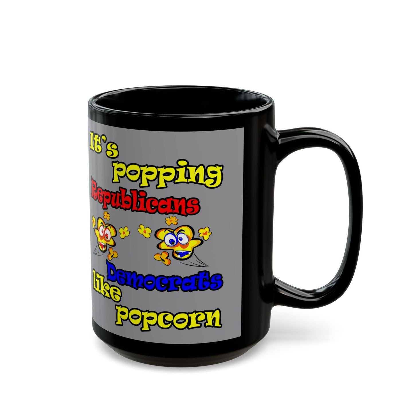popping like popcorn - Black Mug (grey)