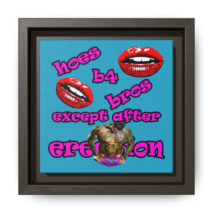 hoes b4 bros - framed canvas art (turquoise)