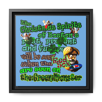 christmas spirits of boston - framed canvas art (light blue)