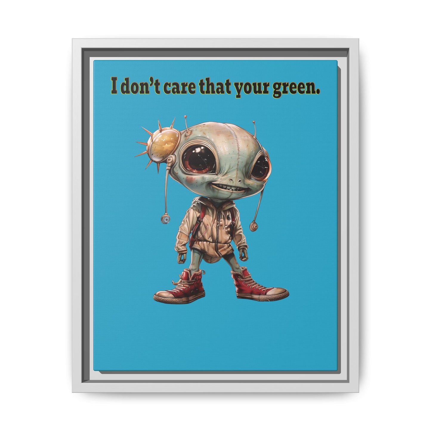 I don't care that your green - framed canvas art (turquoise)