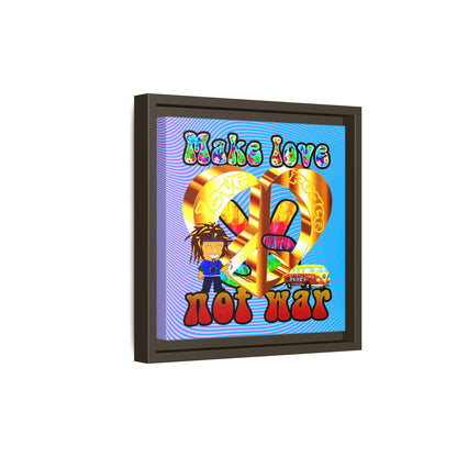love peace - framed canvas art (light blue-purple wave)