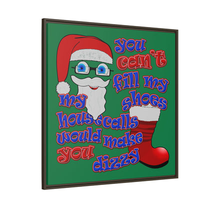 santa's shoes - framed canvas art (dark green)