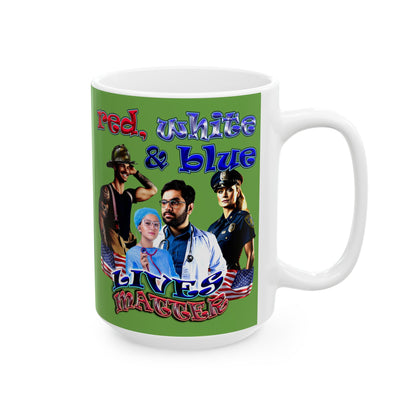 rw&b lives matter - White Mug (green)