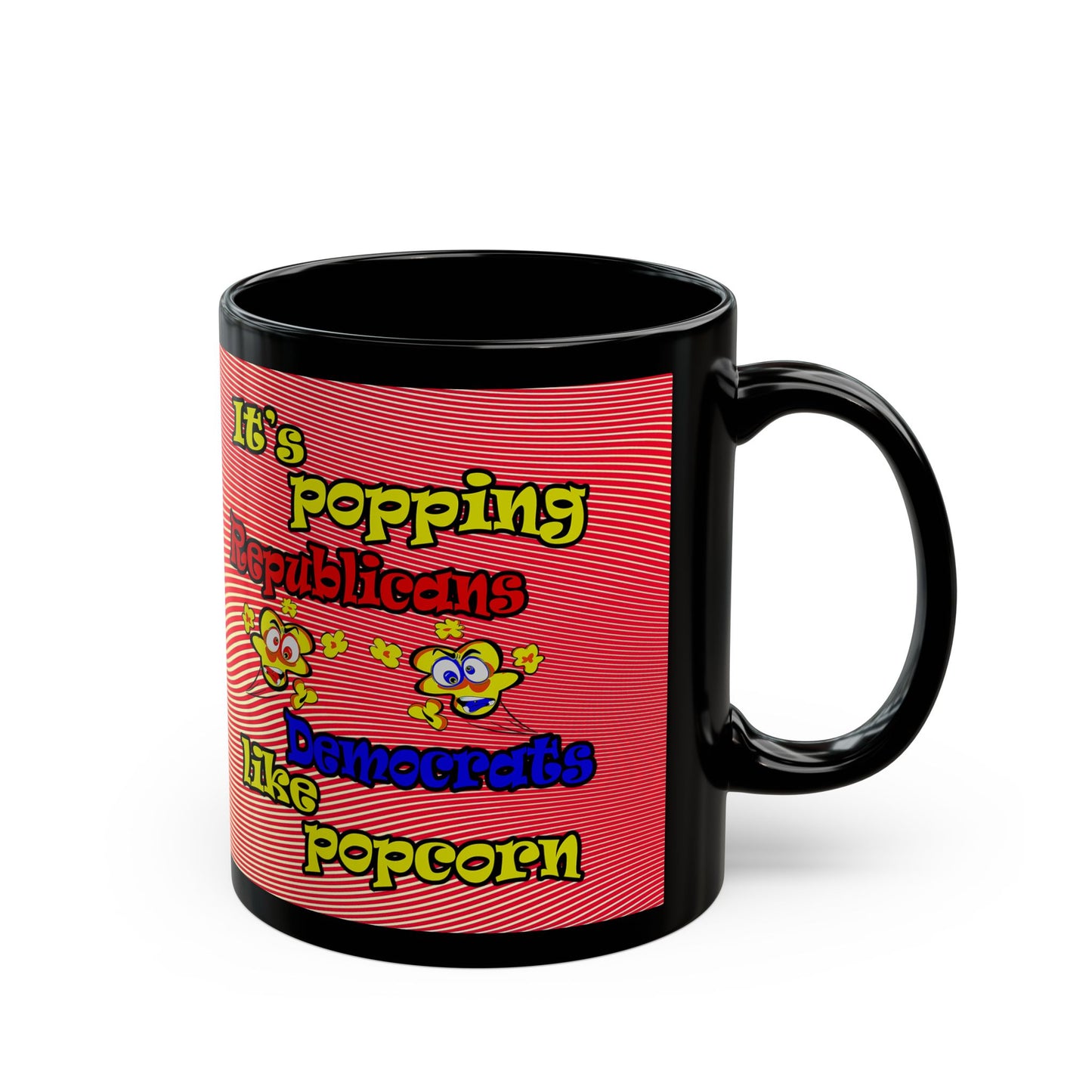 popping like popcorn - Black Mug (yellow-orange wave)