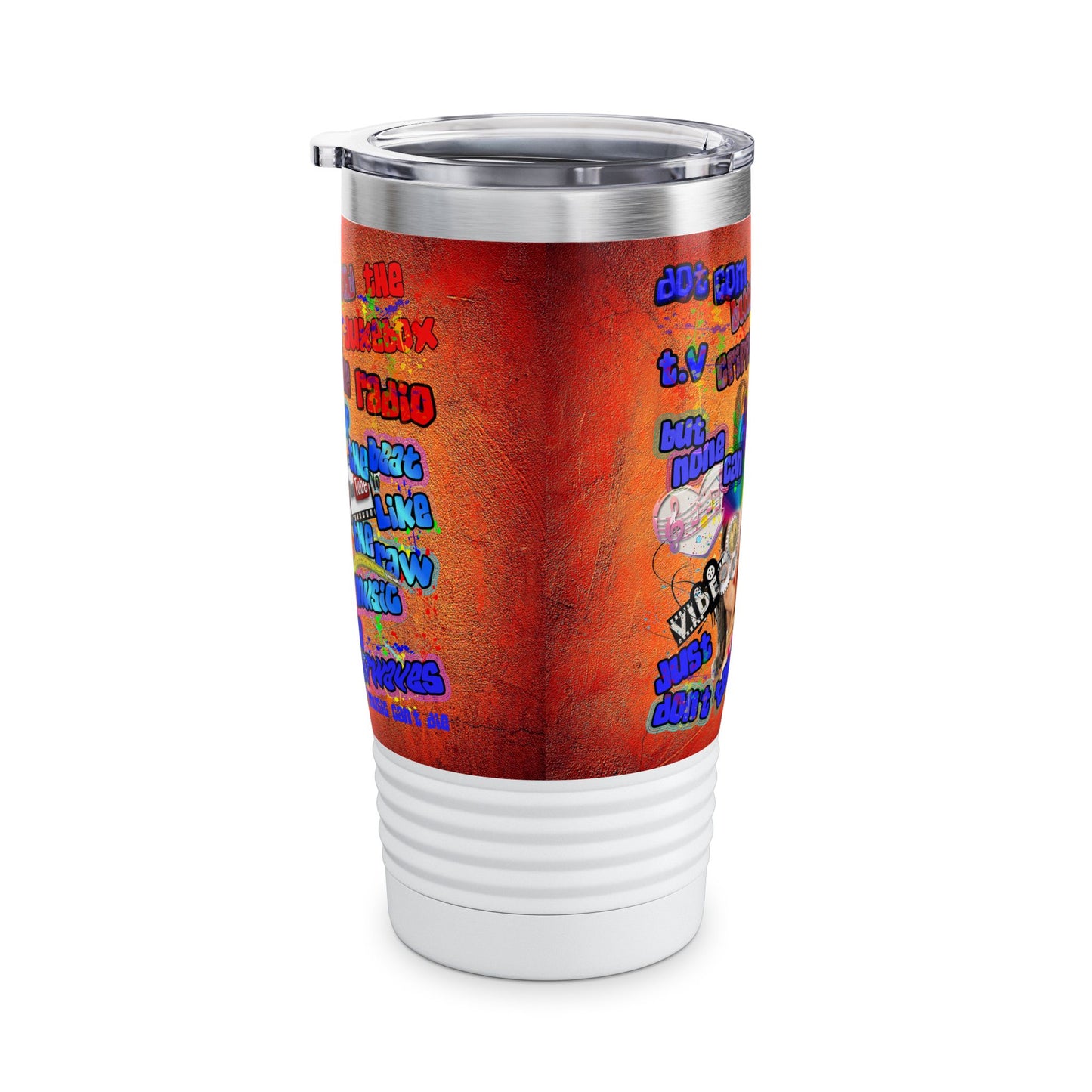 drop the beat - Ringneck Tumbler, 20oz  (burnt orange)