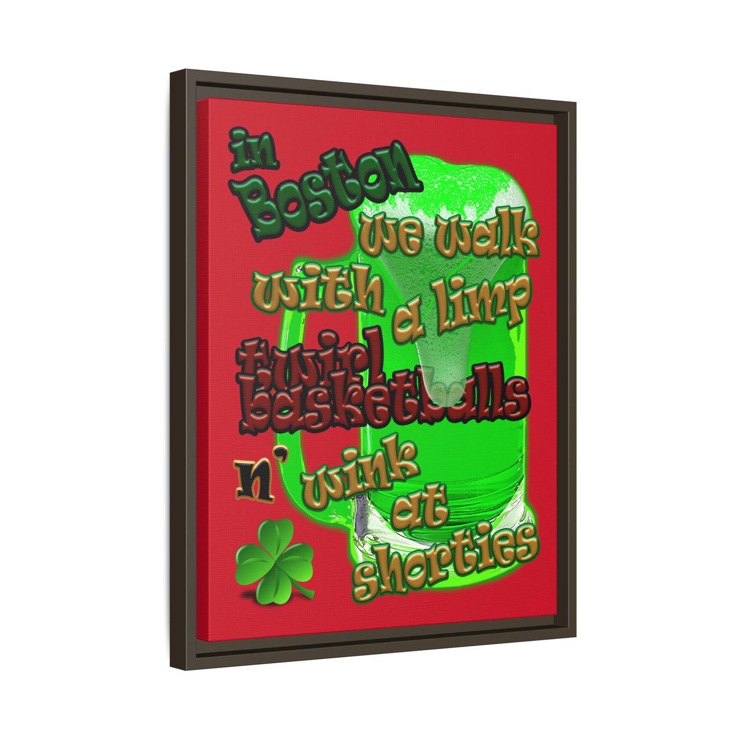 celtics logo - framed canvas art (dark red)