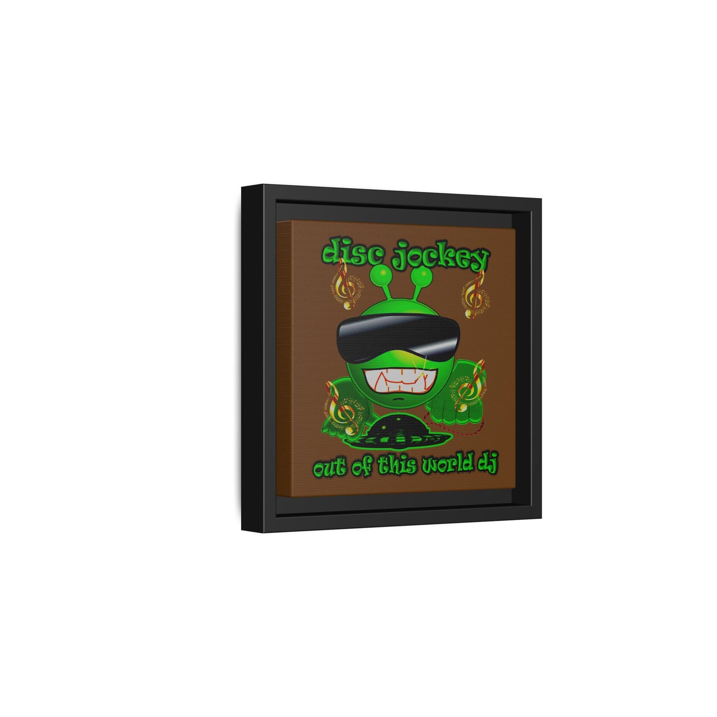 disc jockey - framed canvas art (brown)