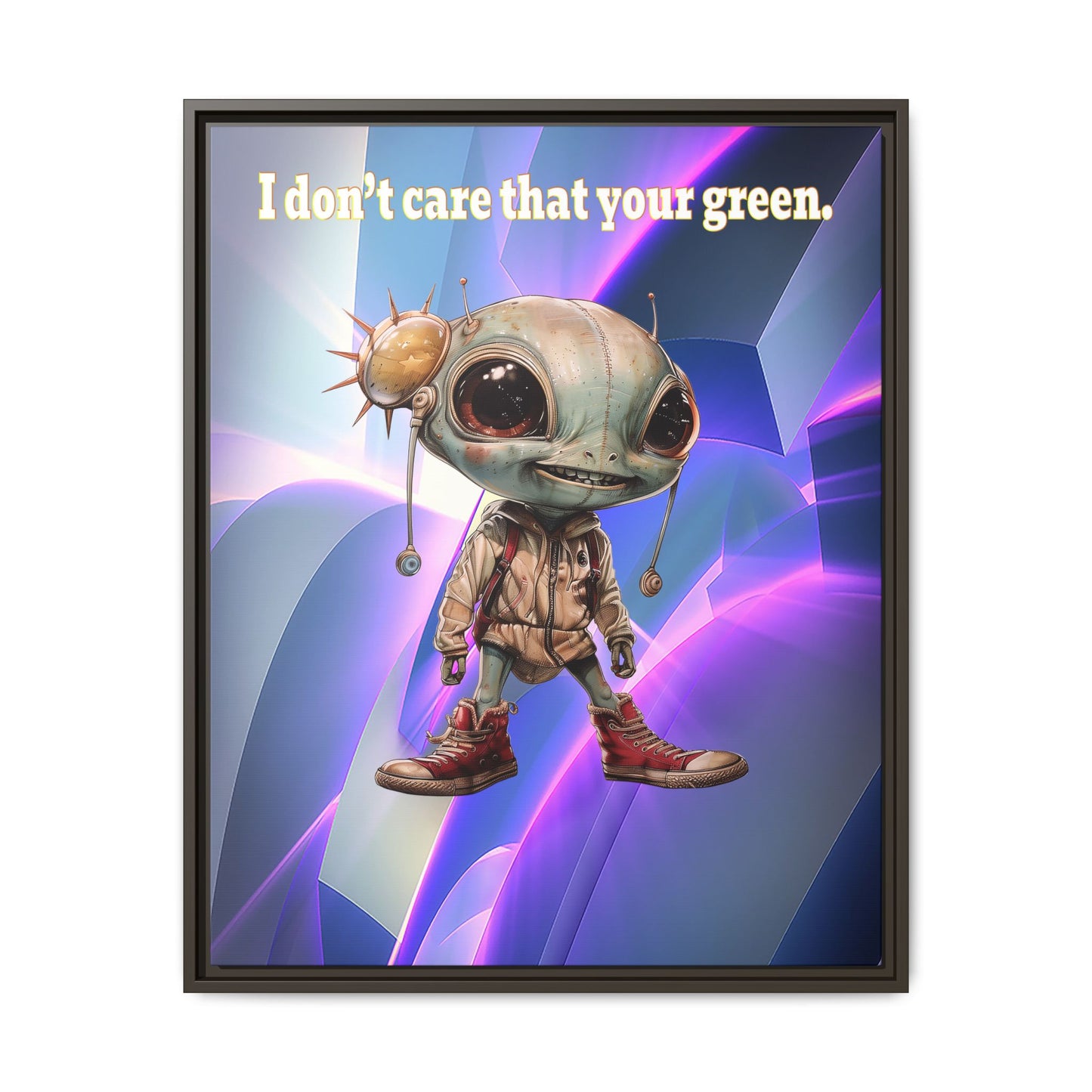I don't care that your green - framed canvas art (grey-pink wave)