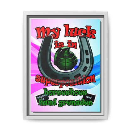my luck - framed canvas art (light blue-pink wave)