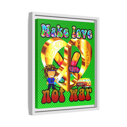 love peace - framed canvas art (logo green)