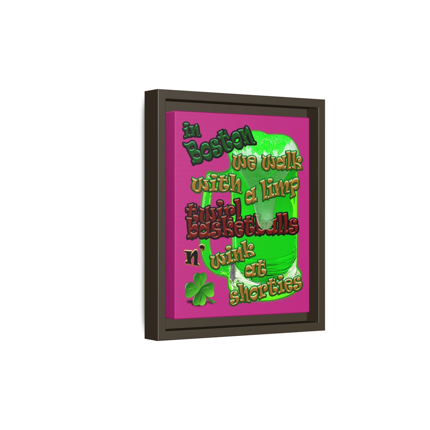 celtics logo - framed canvas art (pink)