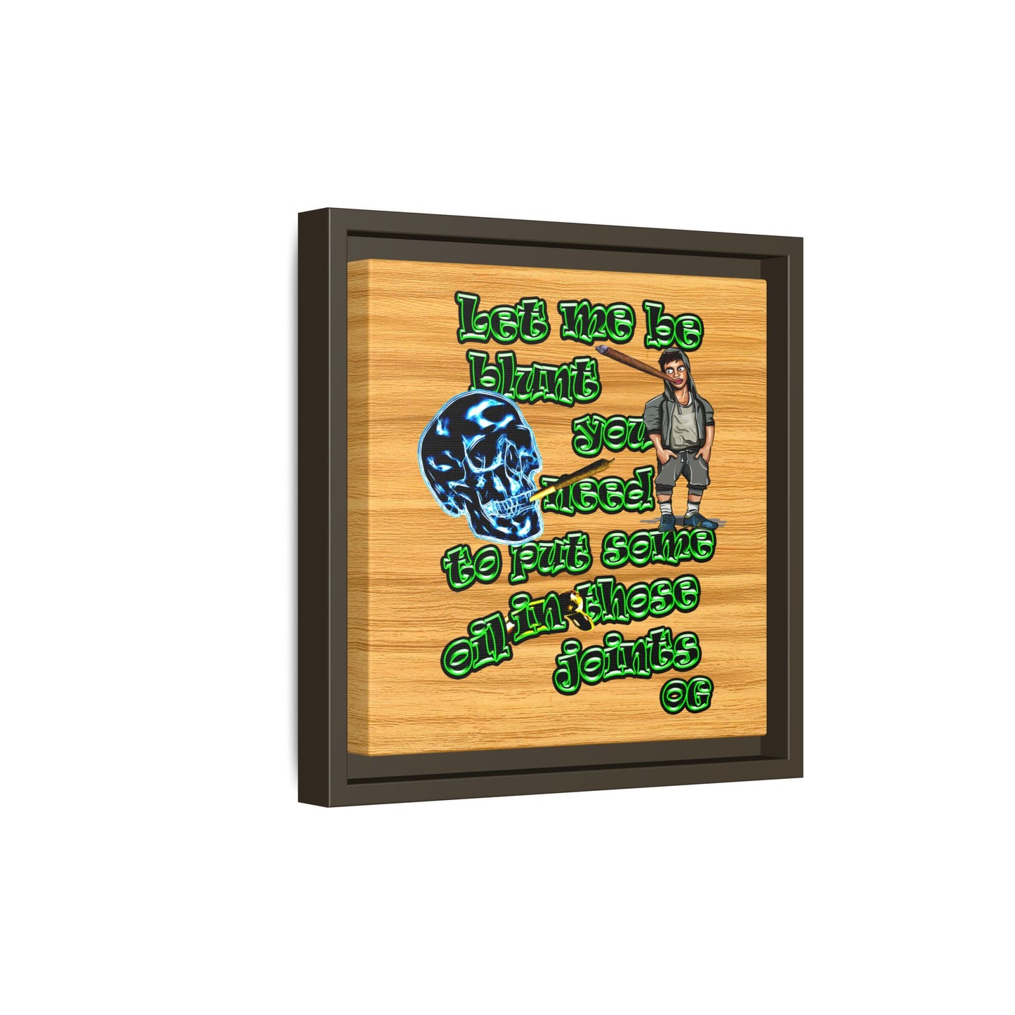 og - framed canvas art (butterscotch wood finish)