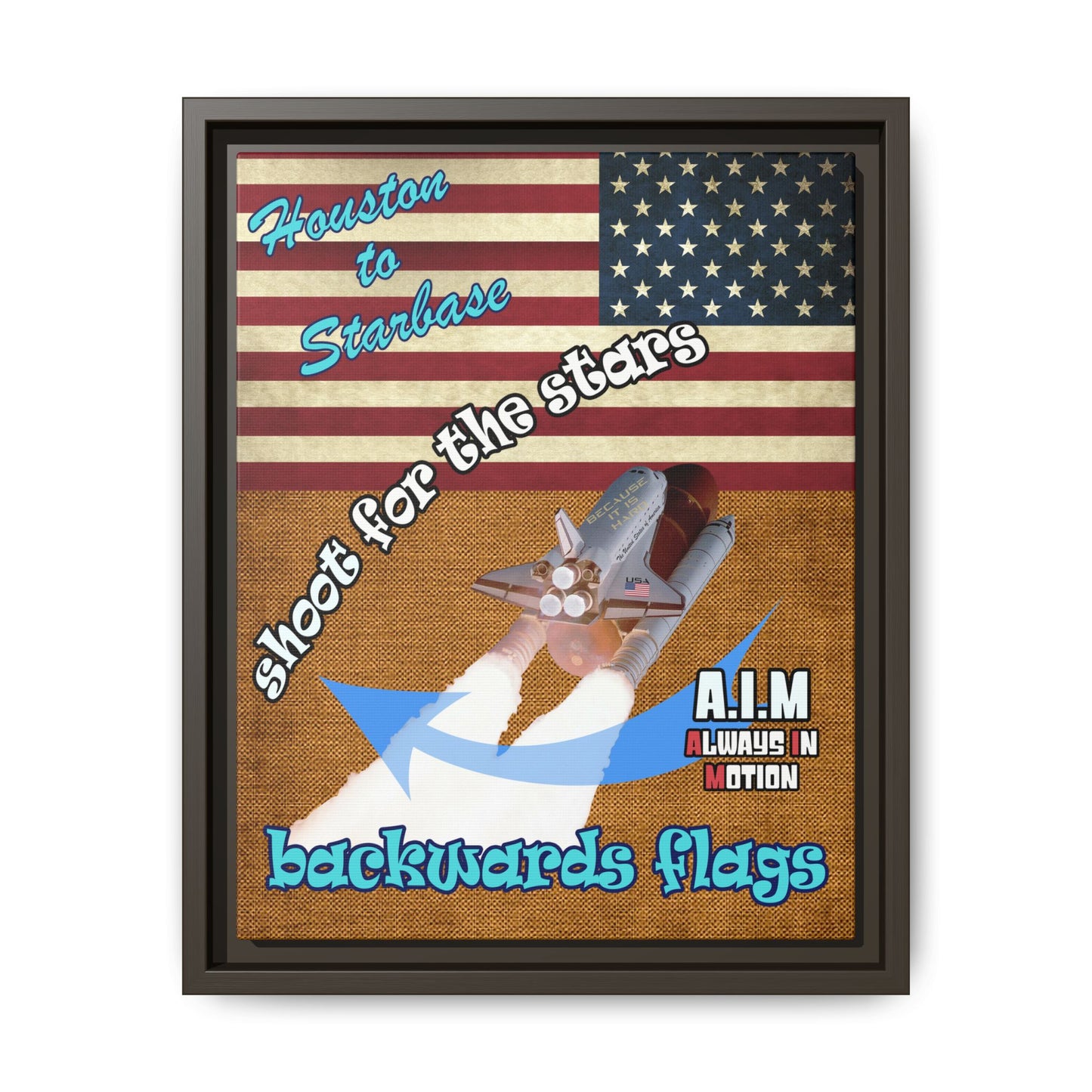 shoot for the stars - framed canvas art (brown papyrus)