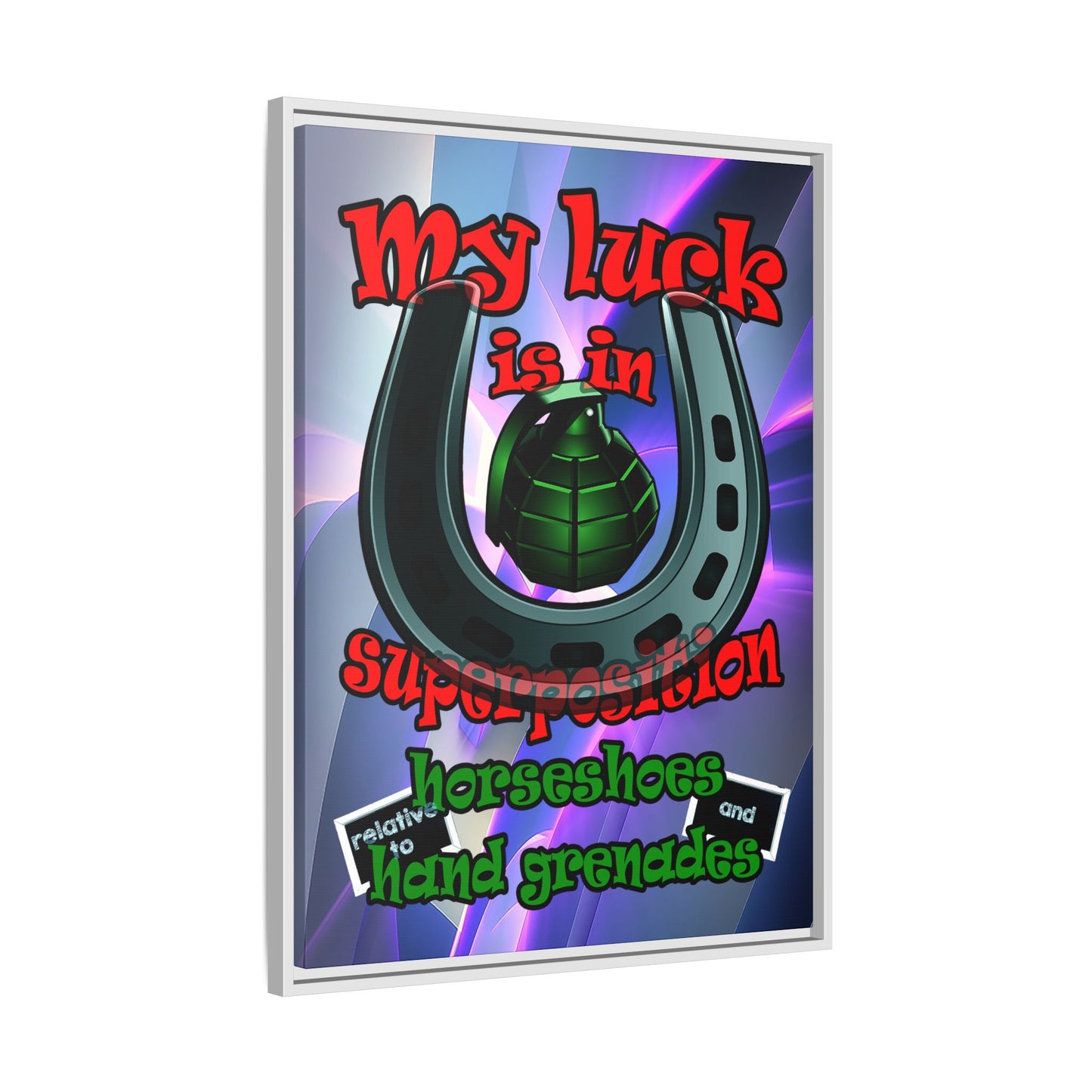 my luck - framed canvas art (grey-pink wave)