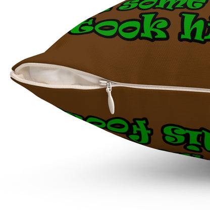 turtle race - Spun Polyester Square Pillow - (brown)