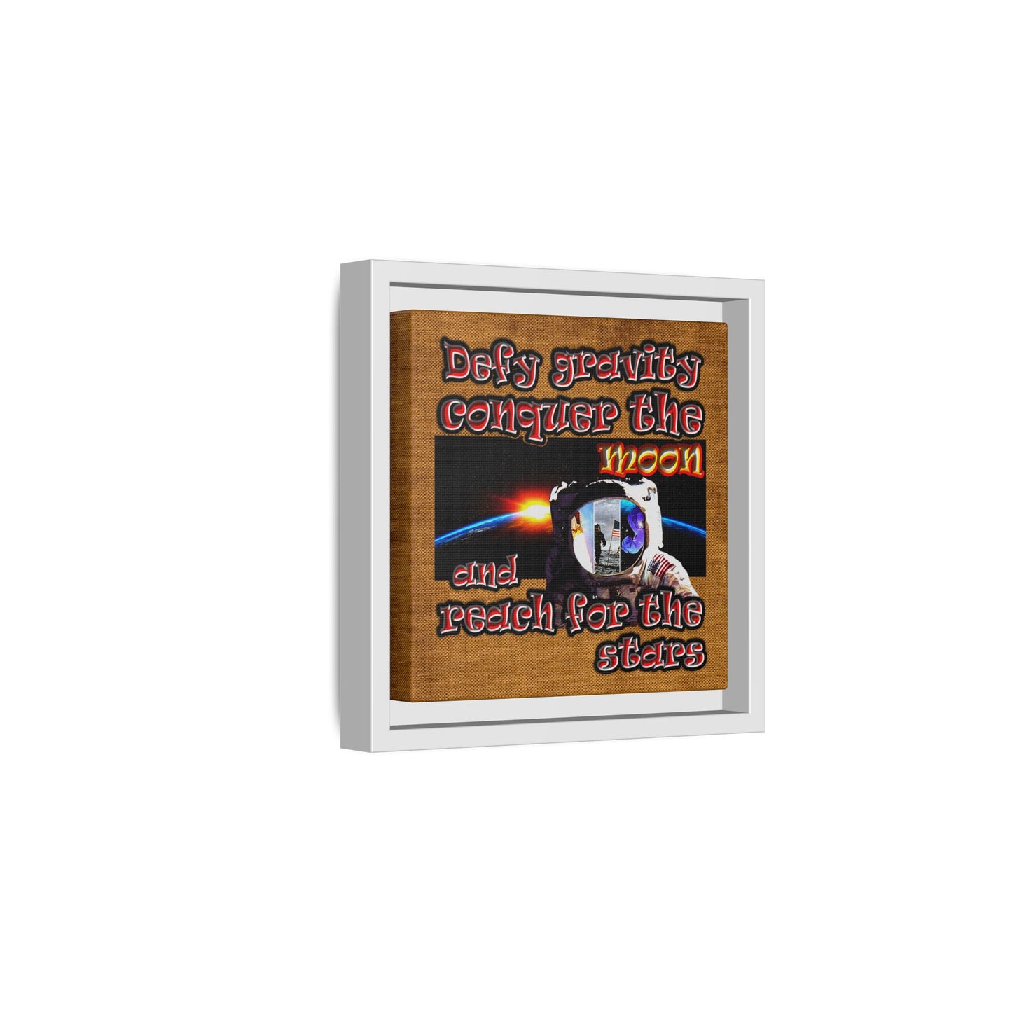 defy conquer reach - framed canvas art (brown papyrus)