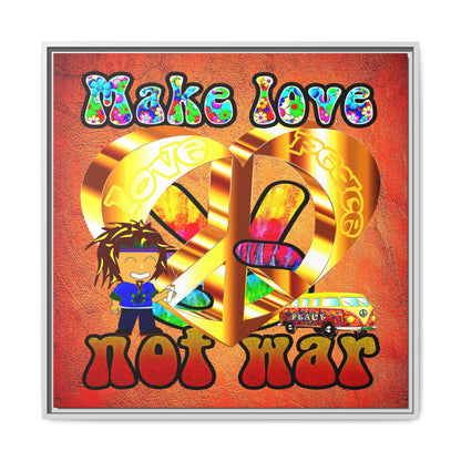 love peace - framed canvas art (burnt orange)