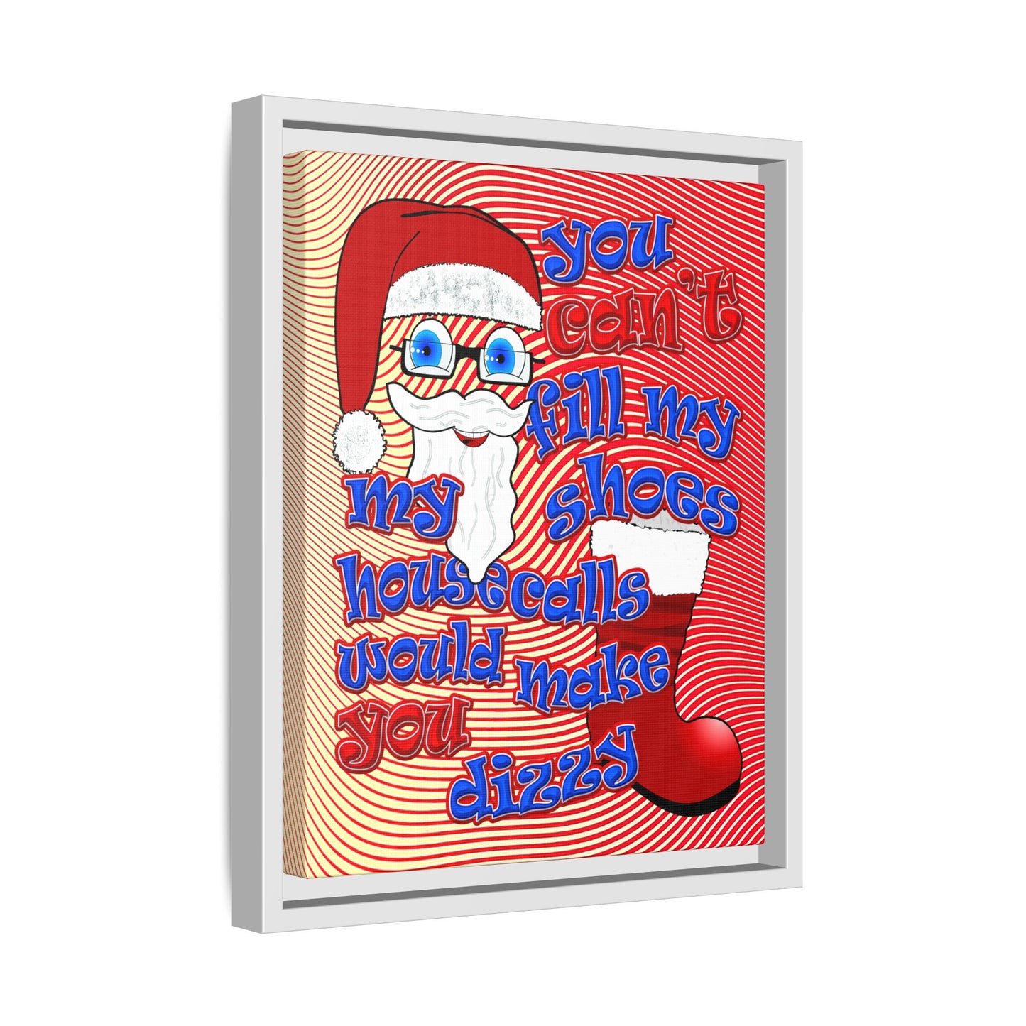 santa's shoes - framed canvas art (yellow-orange wave)