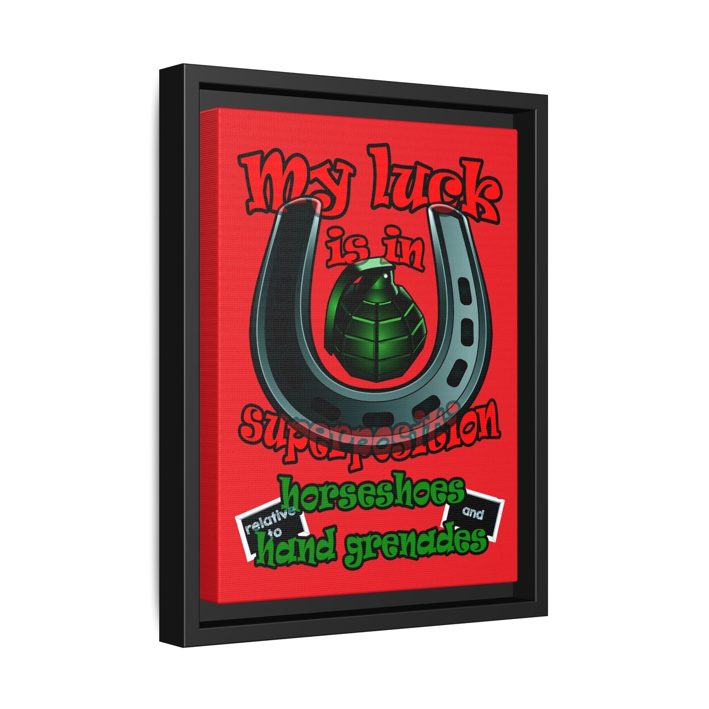 my luck - framed canvas art (red)
