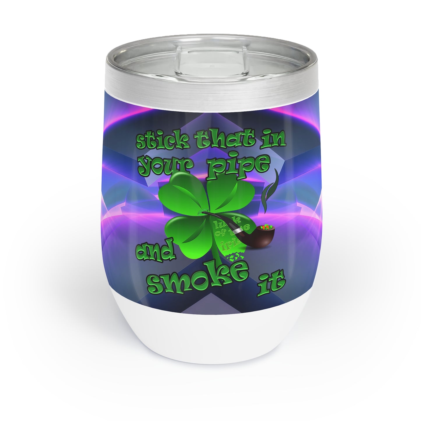 celtics logo - Chill Wine Tumbler (grey-pink wave)