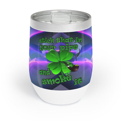 celtics logo - Chill Wine Tumbler (grey-pink wave)