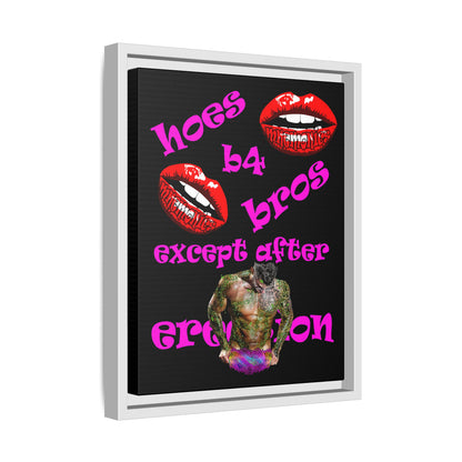 hoes b4 bros - framed canvas art (black)