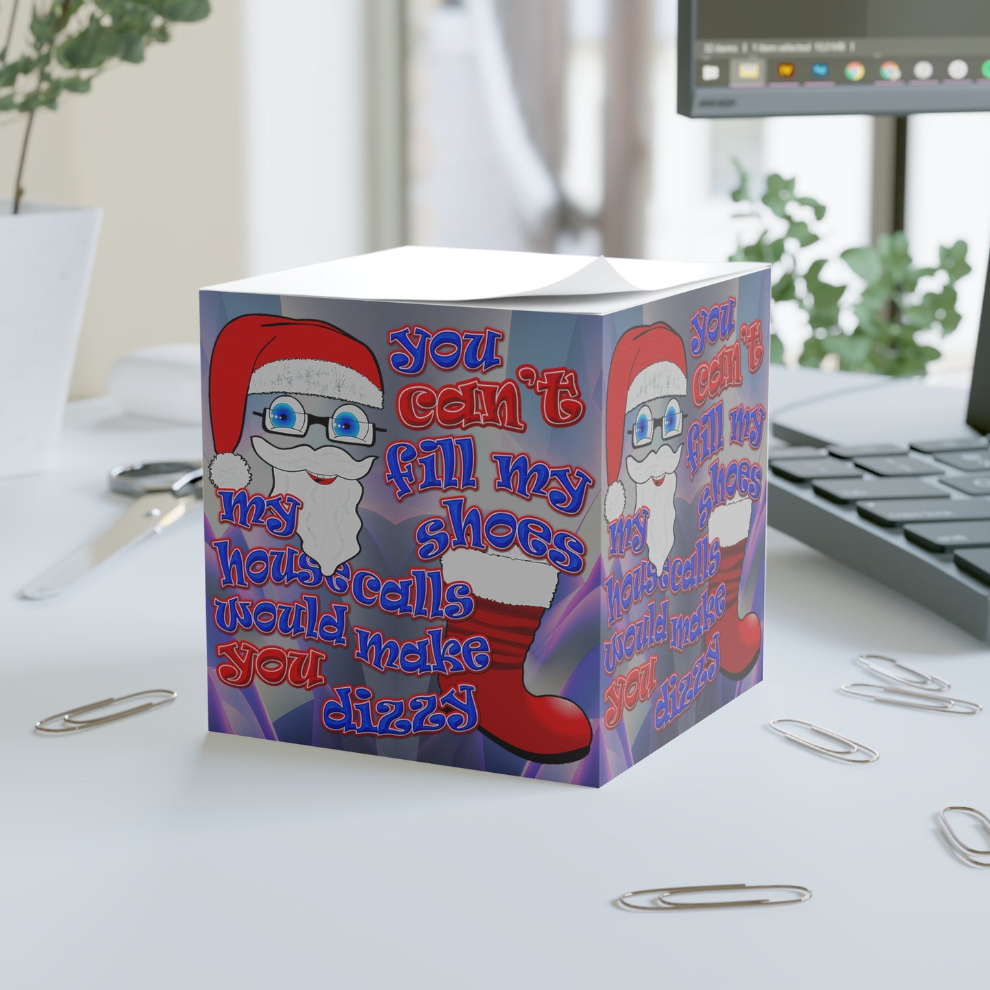 santa's shoes - note cube (grey-pink wave)