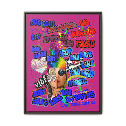 drop the beat - framed canvas art (pink)
