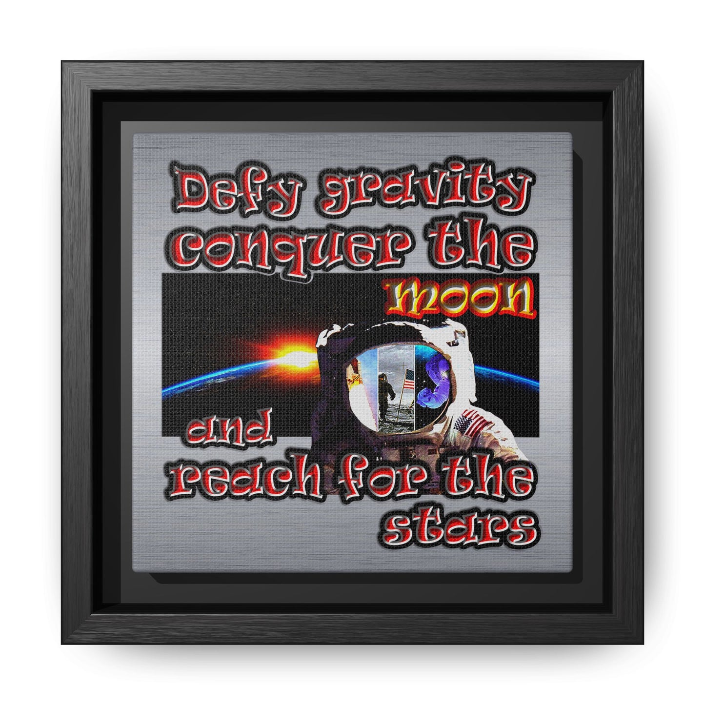 defy conquer reach - framed canvas art (brushed nickel)