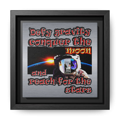 defy conquer reach - framed canvas art (brushed nickel)