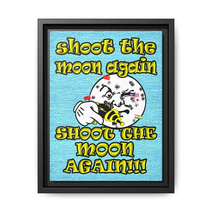 shoot the moon again - framed canvas art (faded blue)