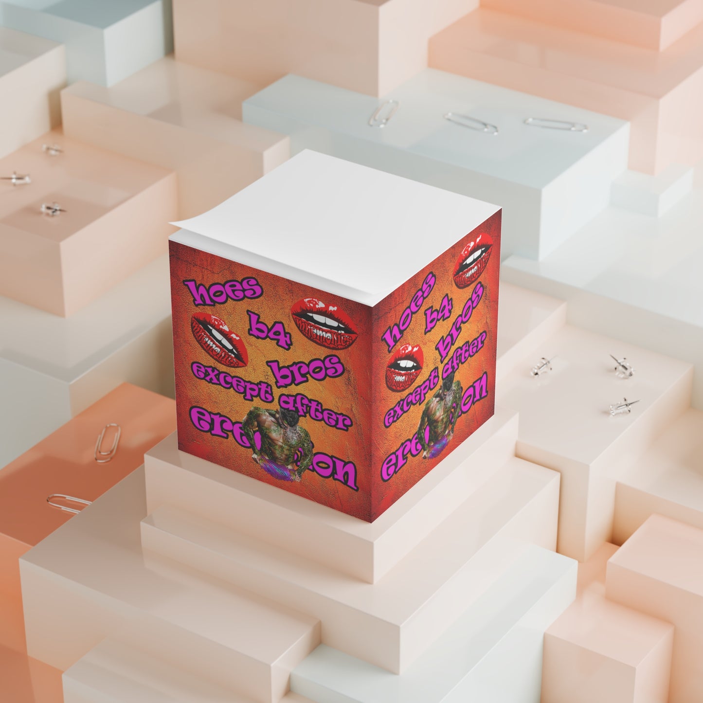 hoes b4 bros - note cube (burnt orange)
