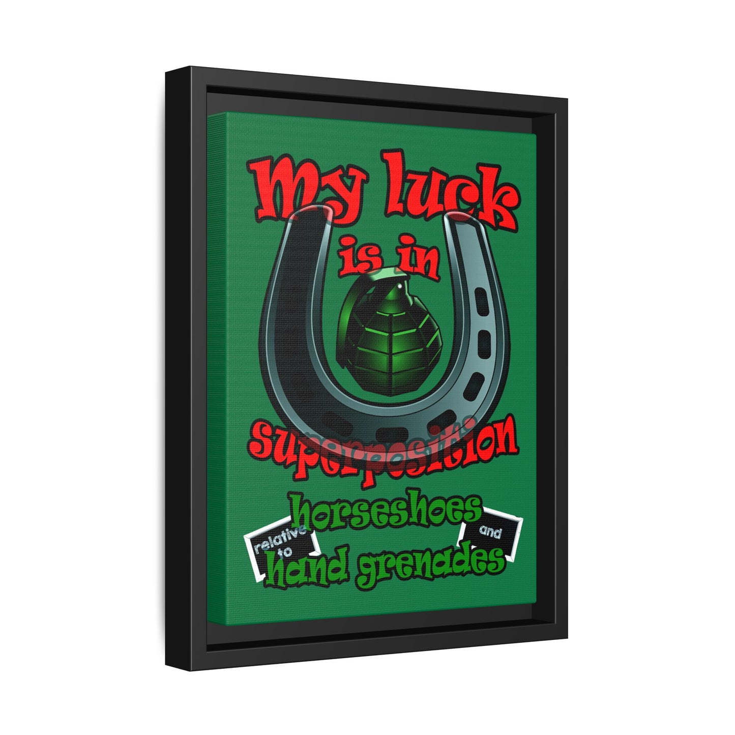 my luck - framed canvas art (dark green)