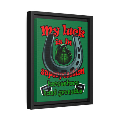 my luck - framed canvas art (dark green)