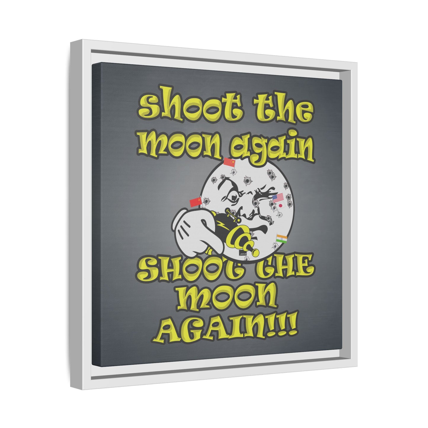 shoot the moon again - framed canvas art (grey-light grey)
