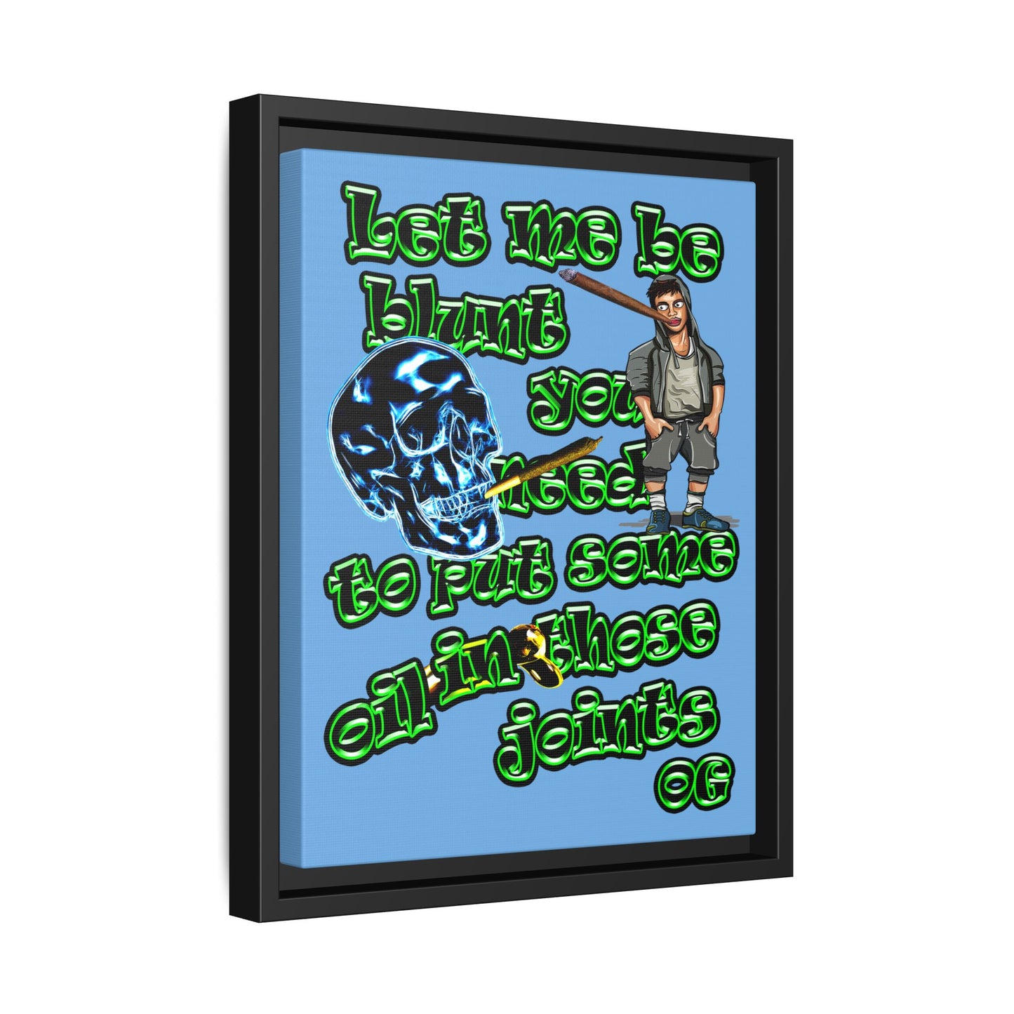 og - framed canvas art (light blue)
