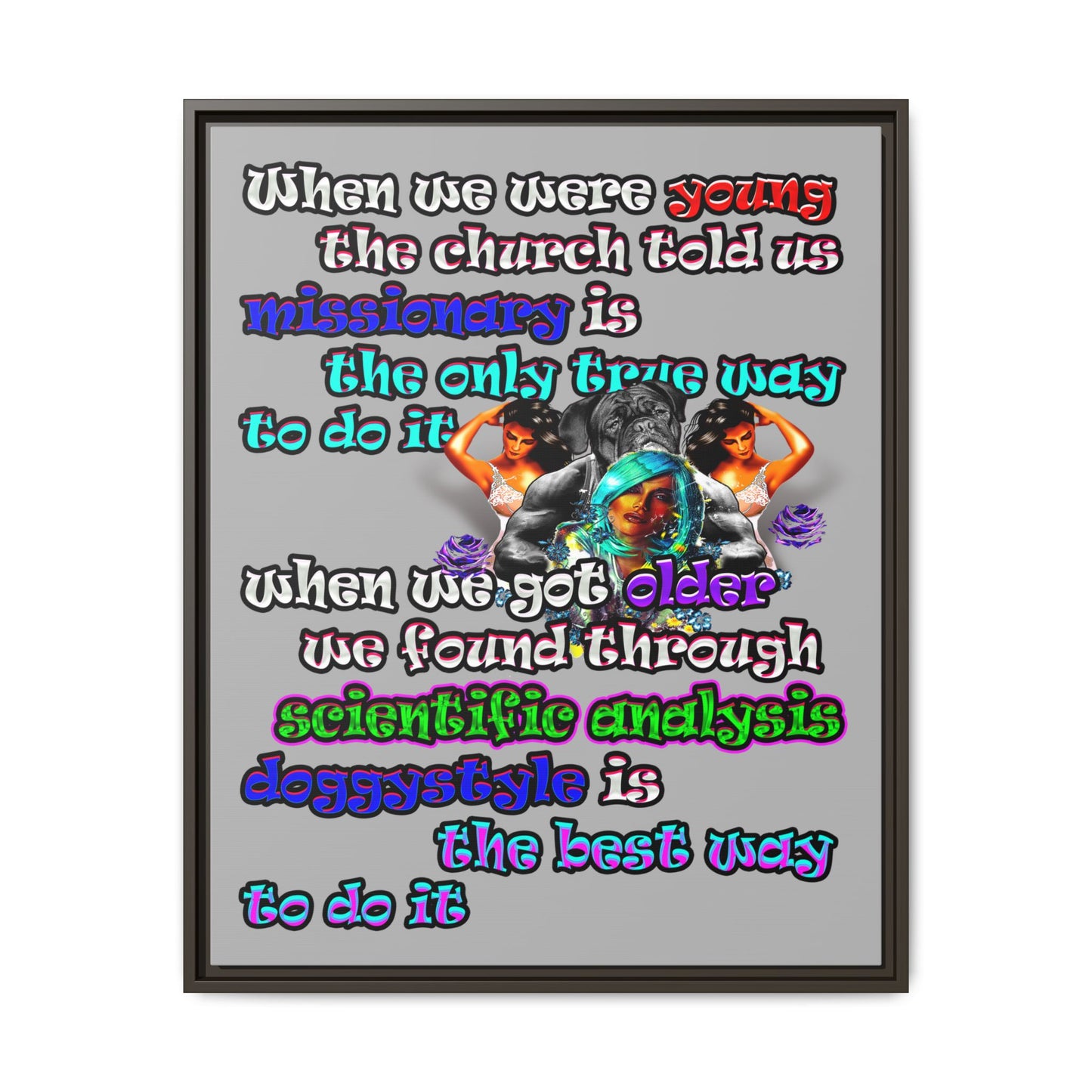 doggystyle - framed canvas art (light grey)