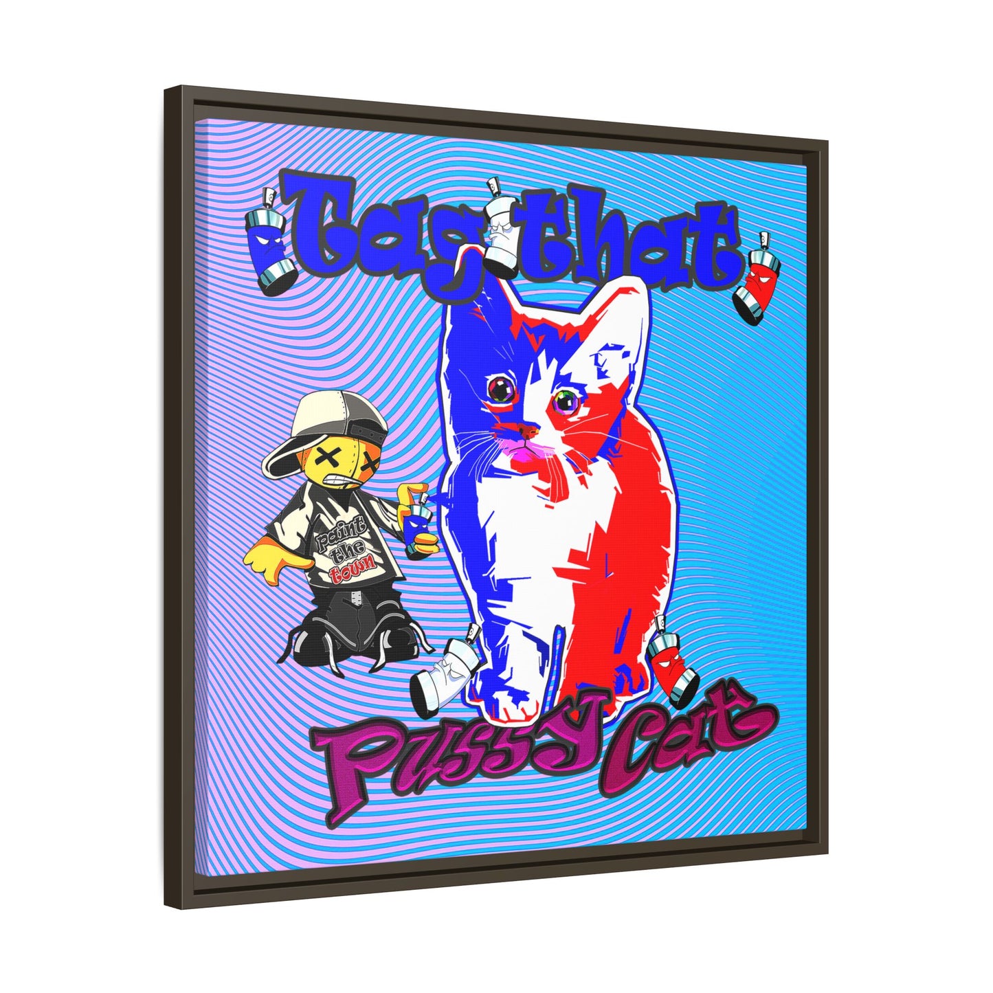 tag that - framed canvas art (light blue-purple wave)