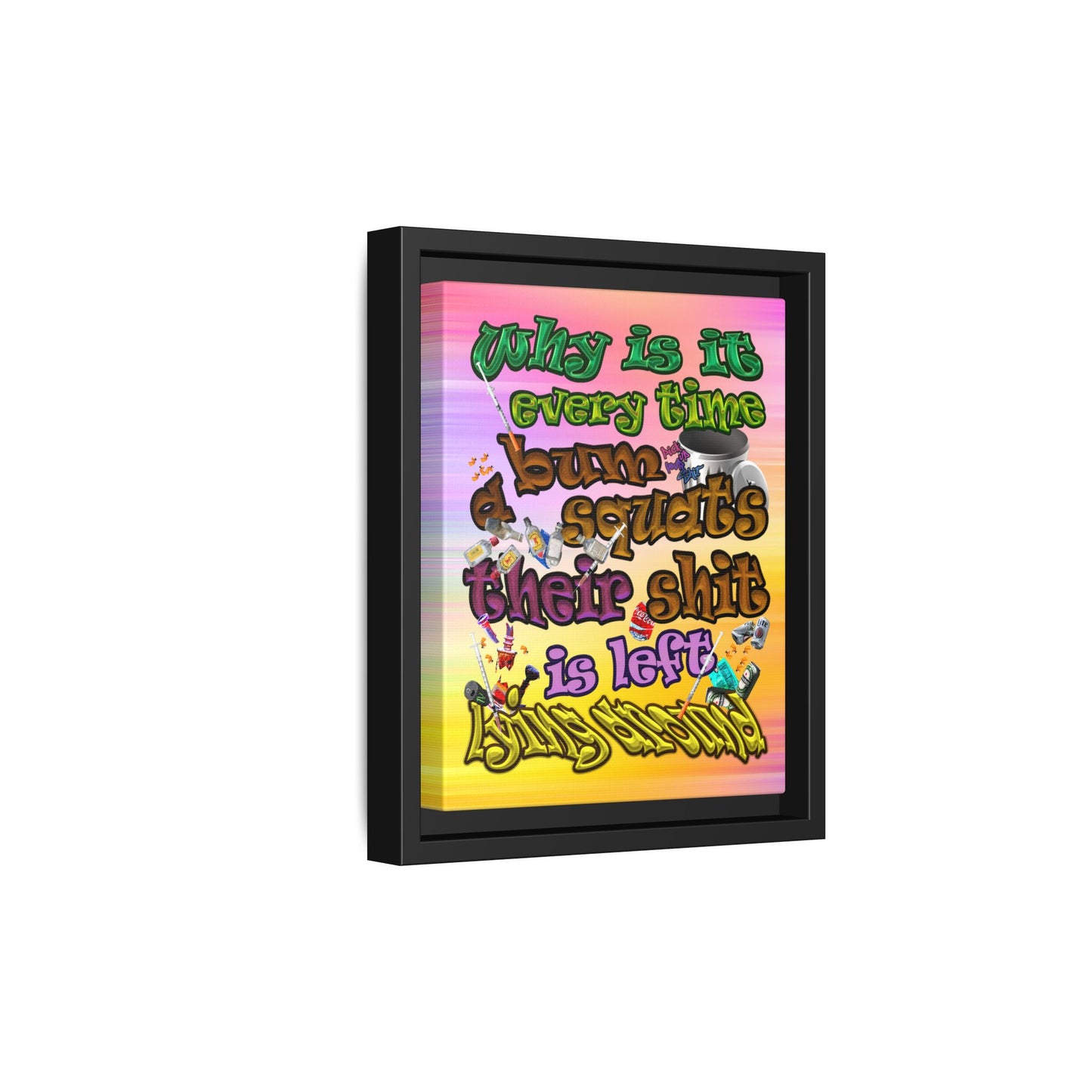 the bum's shit - framed canvas art (color blur)