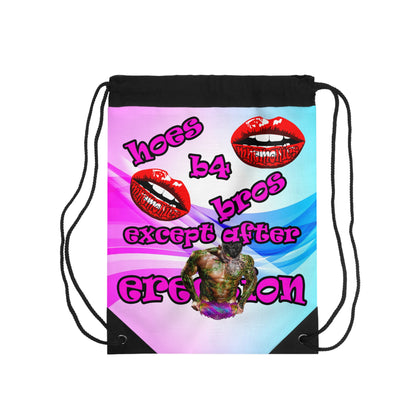 hoes b4 bros - Drawstring Bag (light blue-pink wave)