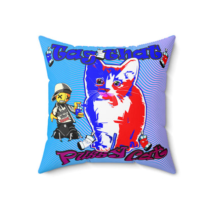 tag that - Spun Polyester Square Pillow - (light blue-purple wave)