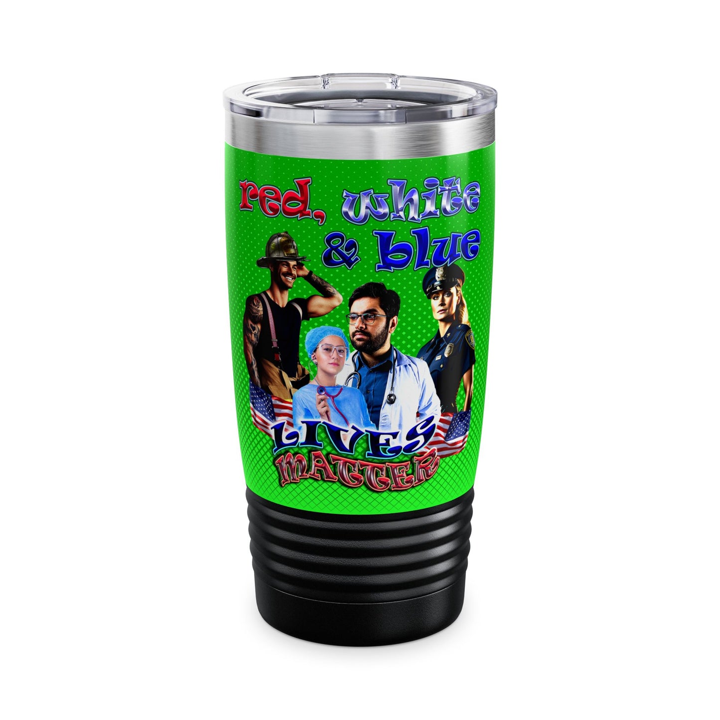rw&b lives matter - Ringneck Tumbler, 20oz (logo green)