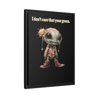 I don't care that your green - framed canvas art (black)