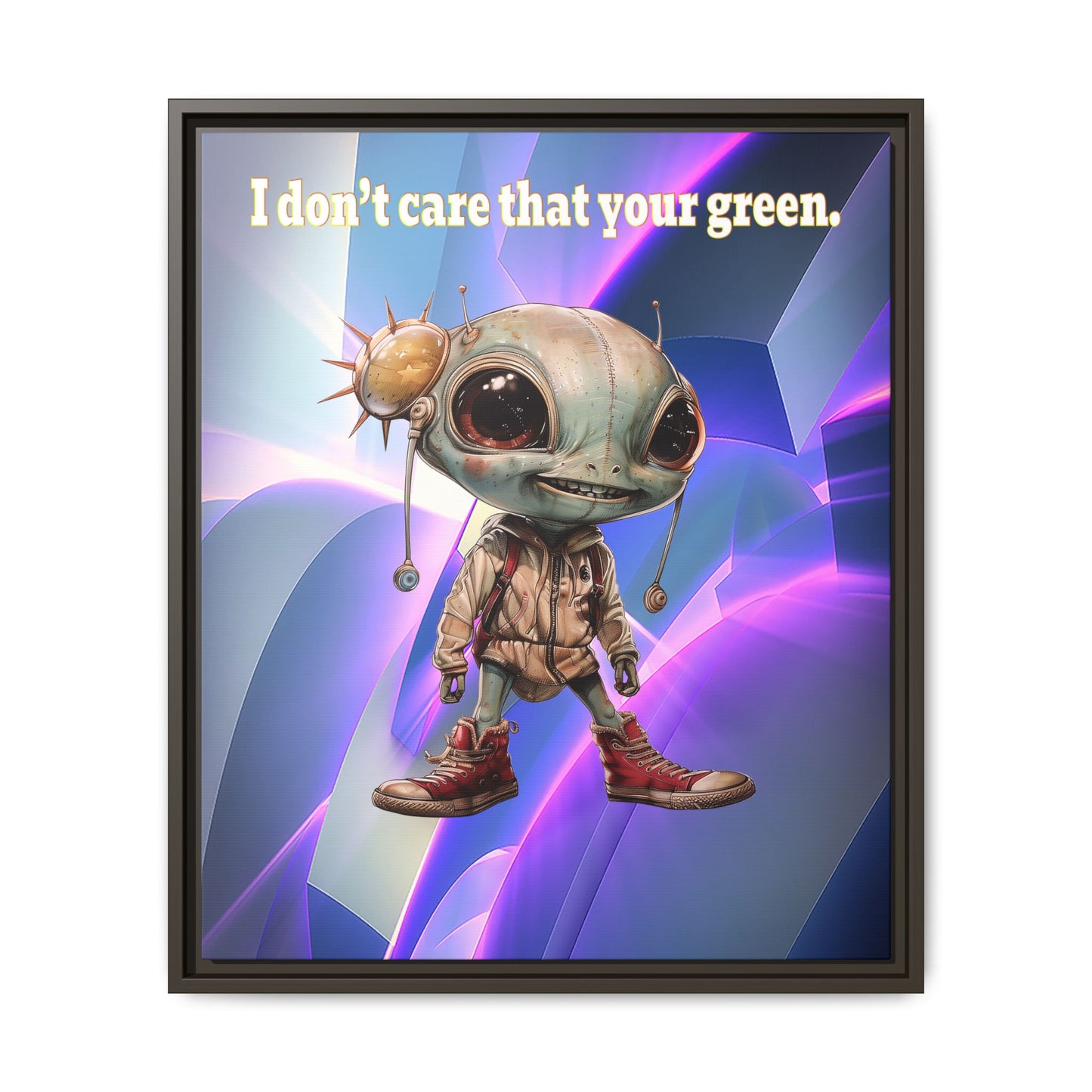 I don't care that your green - framed canvas art (grey-pink wave)
